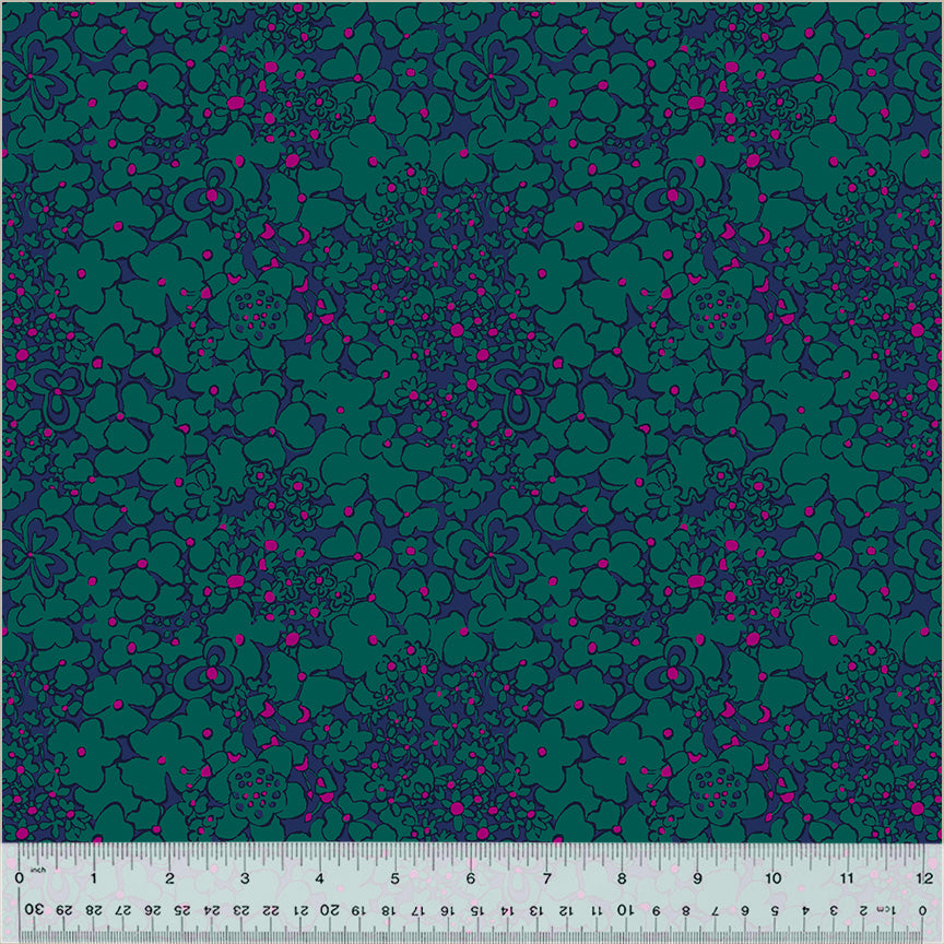 Botanica by Sally Kelly : Periwinkle in Teal : Windham
