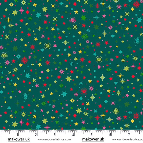 Christmas Brights by Makower UK : Starlight in Green : Andover