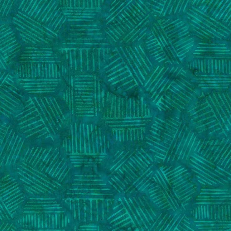 Line Work : Hexi Lines in Teal : Banyan Batiks