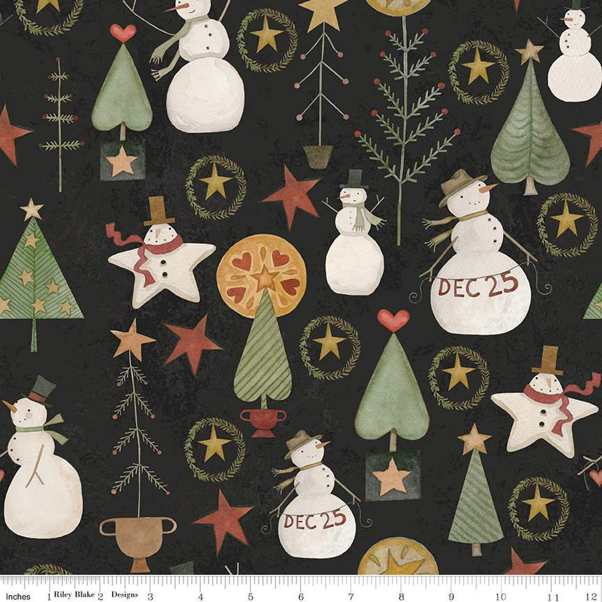 Kringle by Teresa Kogut : Kringle Jacks and Trees in Charcoal : Riley Blake