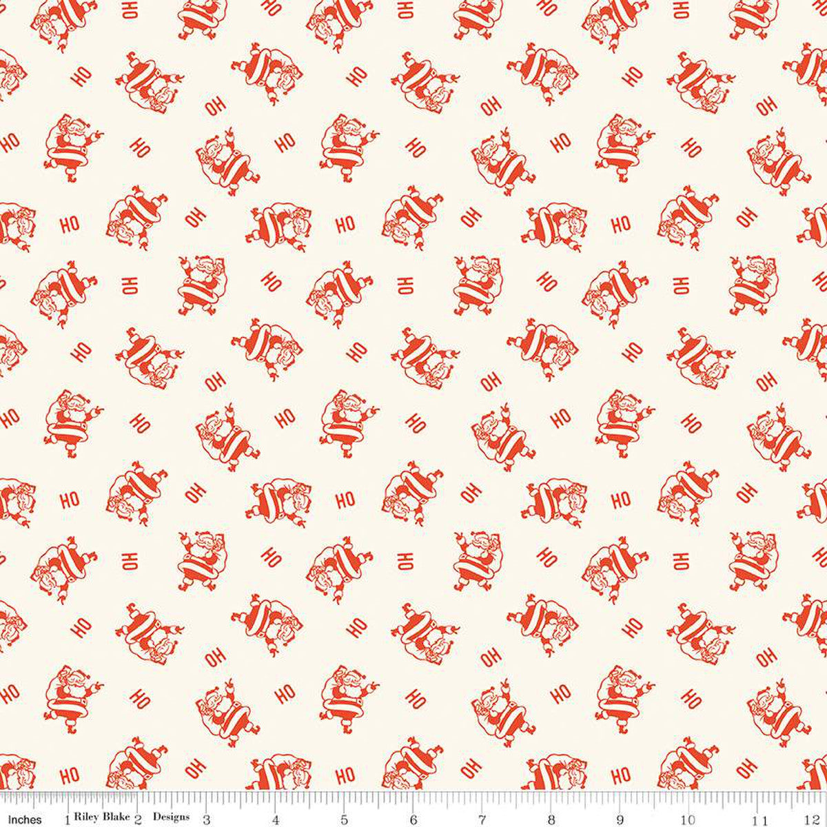 Holiday Cheer by My Mind's Eye : Ho Ho Santas in Cream : Riley Blake