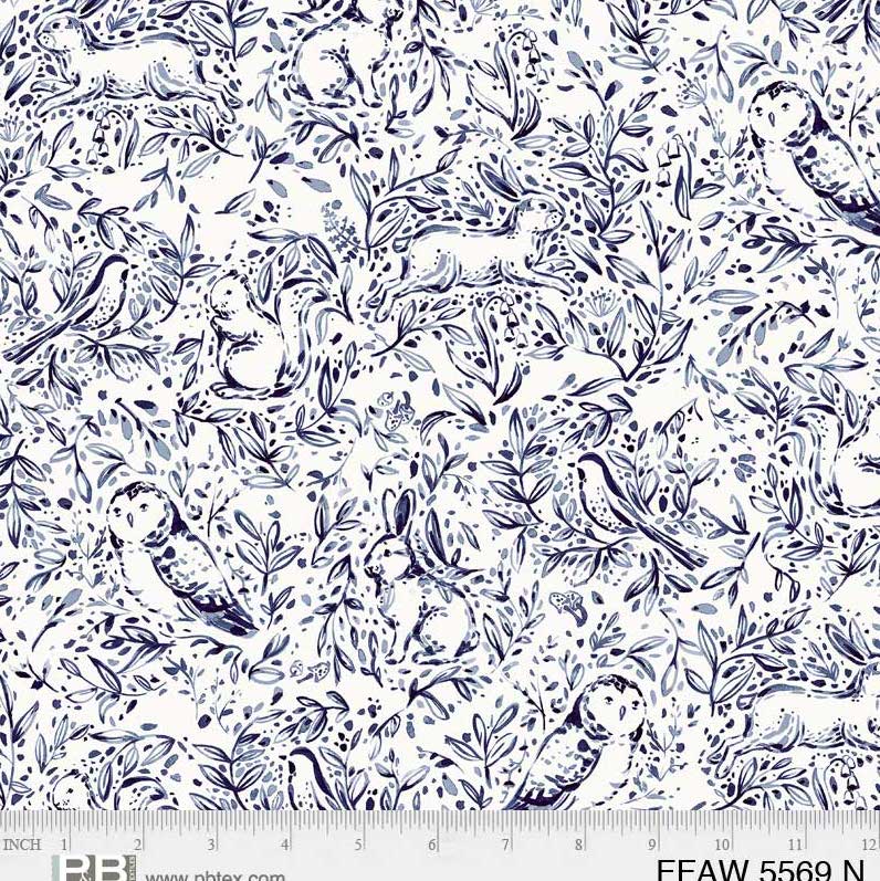 Forest Fauna : Woodland Toile in Navy : P&B Textiles : Wideback