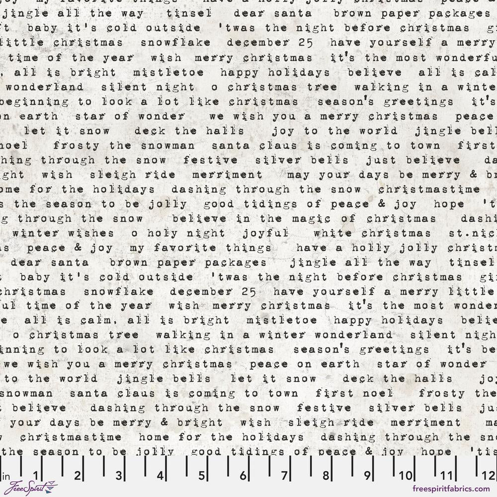 Wonderland by Tim Holtz : Tidings Type in White : Free Spirit : Flannel