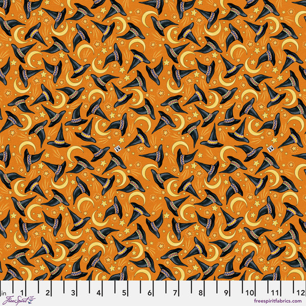 Spooky Cute Halloween by Mary Engelbreit : Hats & Moons in Orange : Free Spirit