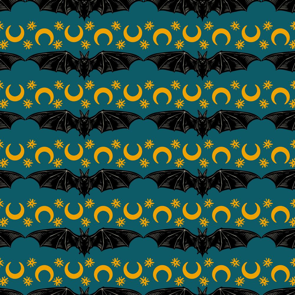 Storybook Halloween by Rachel Hauer : Cosmic Stripe in Turquoise : Free Spirit