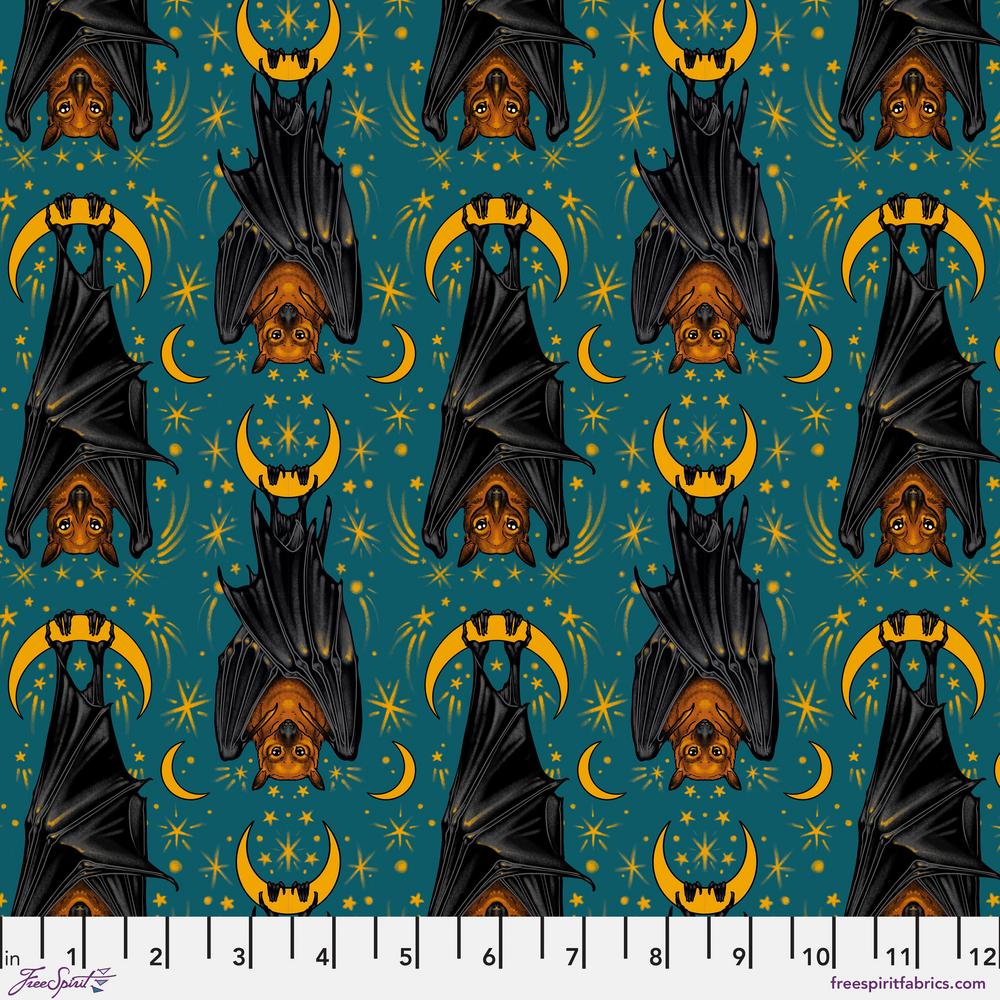 Storybook Halloween by Rachel Hauer : Aim For The Moon in Turquoise : Free Spirit