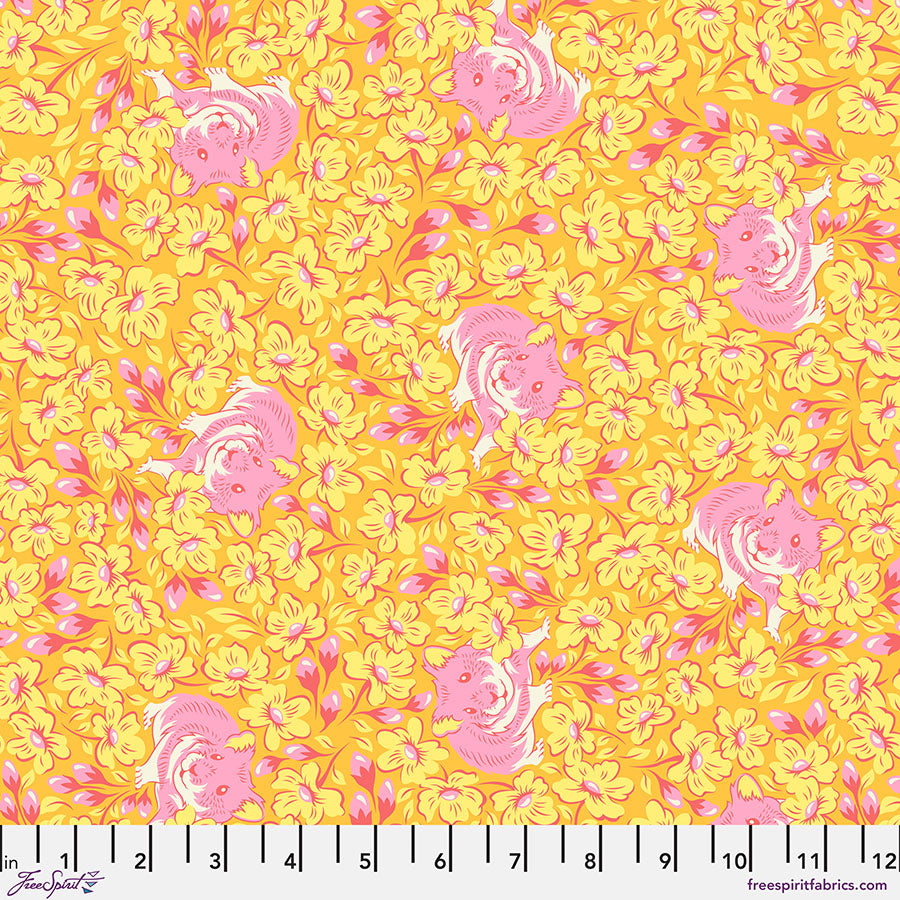 Besties by Tula Pink : Chubby Cheeks in Buttercup : Free Spirit