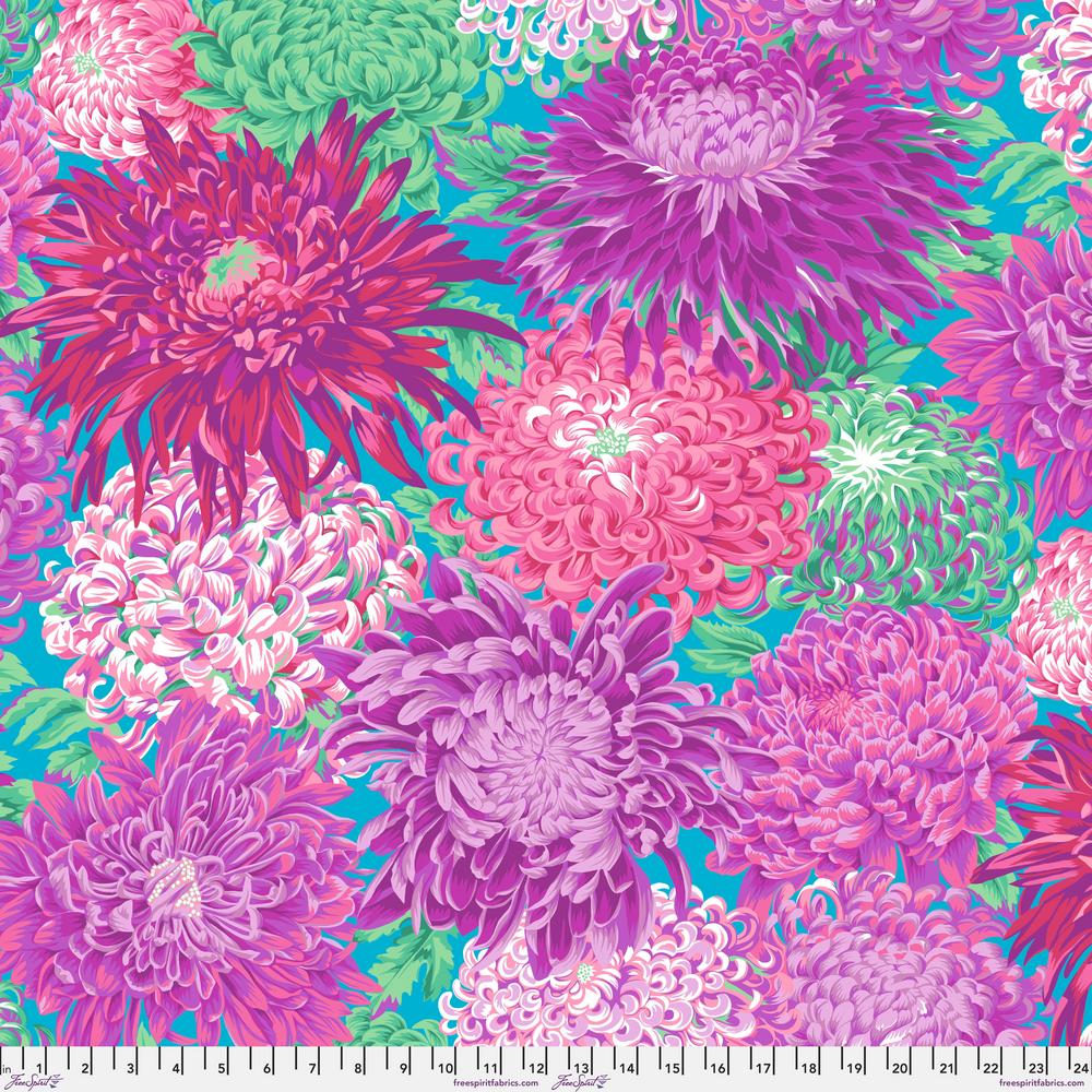 Kaffe Fassett : Japanese Chrysanthemum in Magenta : Free Spirit : Wideback