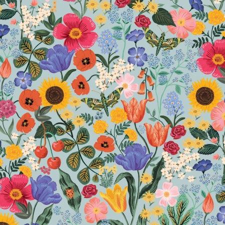 Curio by Rifle Paper Co : Blossom in Light Blue : Cotton and Steel