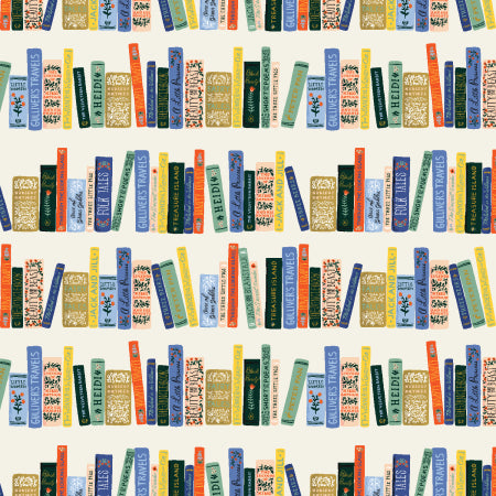 Curio by Rifle Paper Co : Book Club in Cream Metallic : Cotton and Steel