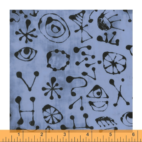 The Blue One by Marcia Derse : Miro Glyphs in Dusty Blue : Windham