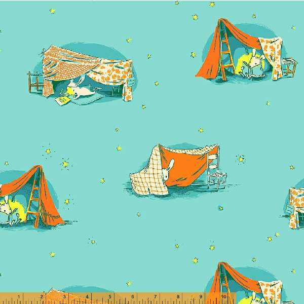 Lucky Rabbit by Heather Ross : Quilt Tent in Turquoise : Windham