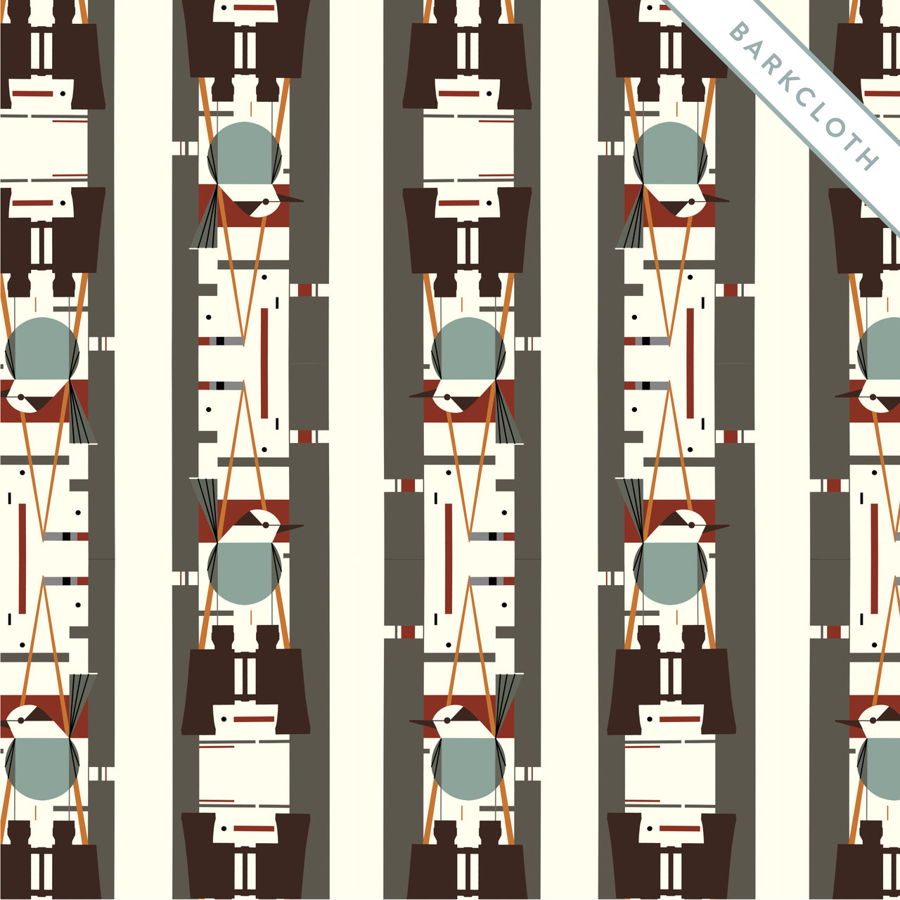 Summer by Charley Harper : Who's Watching Whom? : Birch : Barkcloth