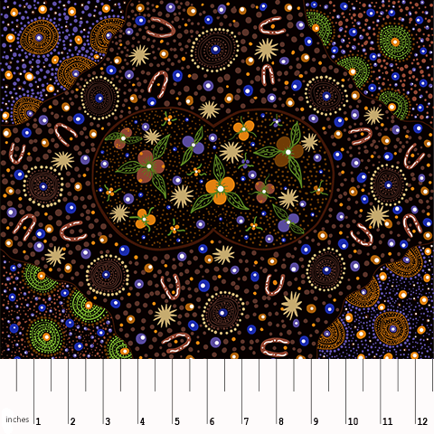 Bush Food Dreaming in Black by Tanya Price : M & S Textiles