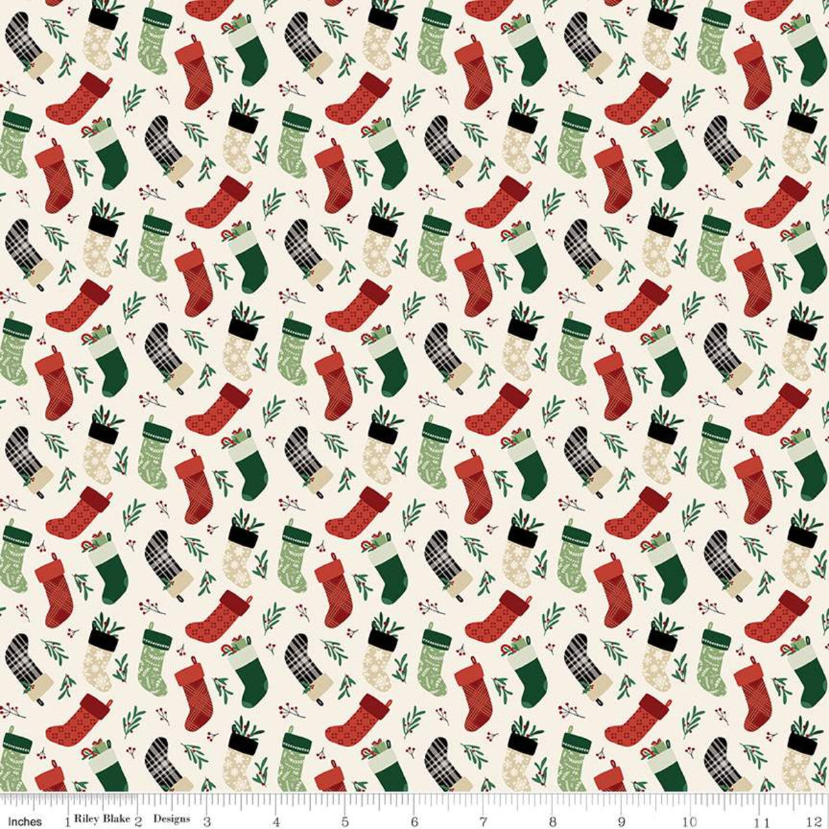 Christmas Traditions by Dani Mogstad : Stockings in Cream : Riley Blake