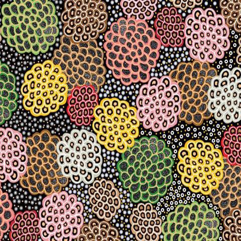 Dancing Flowers in Black by June Smith : M & S Textiles