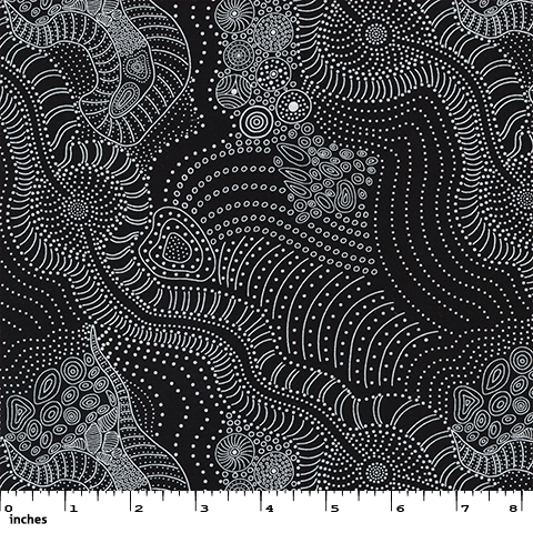 Dreamtime River Bed in Black by Anna Pitjara : M & S Textiles