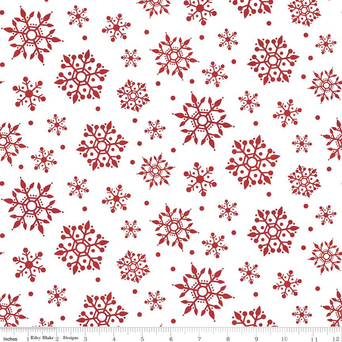 Gnome for Christmas by Tara Reed : Snowflakes in White : Riley Blake : Flannel