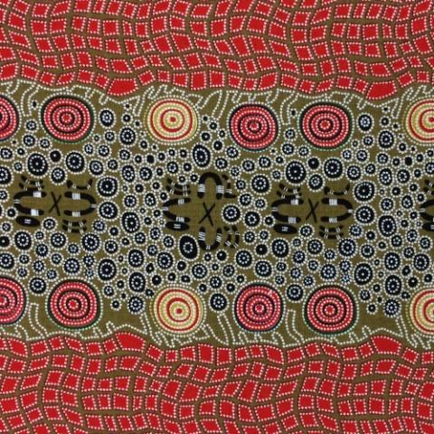 Fire Dreaming in Olive by Janat Nakamarra : M & S Textiles