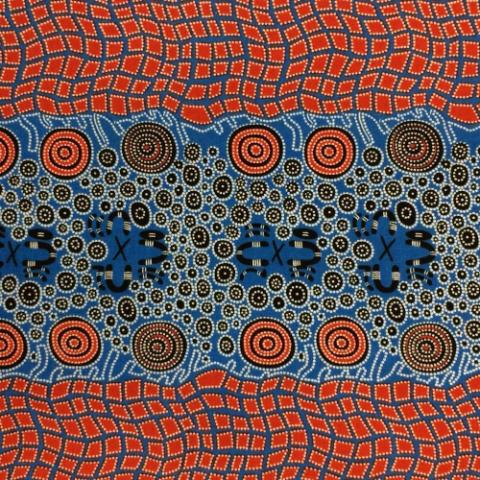 Fire Dreaming in Blue by Janat Nakamarra : M & S Textiles
