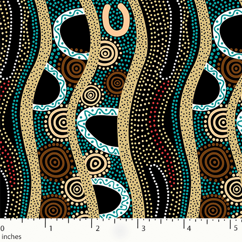 Gathering by the River in Black by Barbara Egan : M & S Textiles
