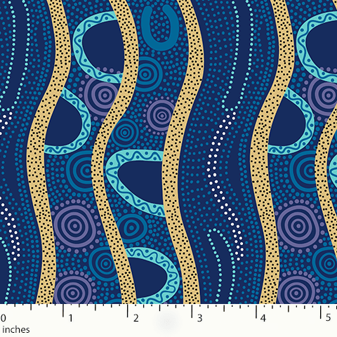 Gathering by the River in Blue by Barbara Egan : M & S Textiles