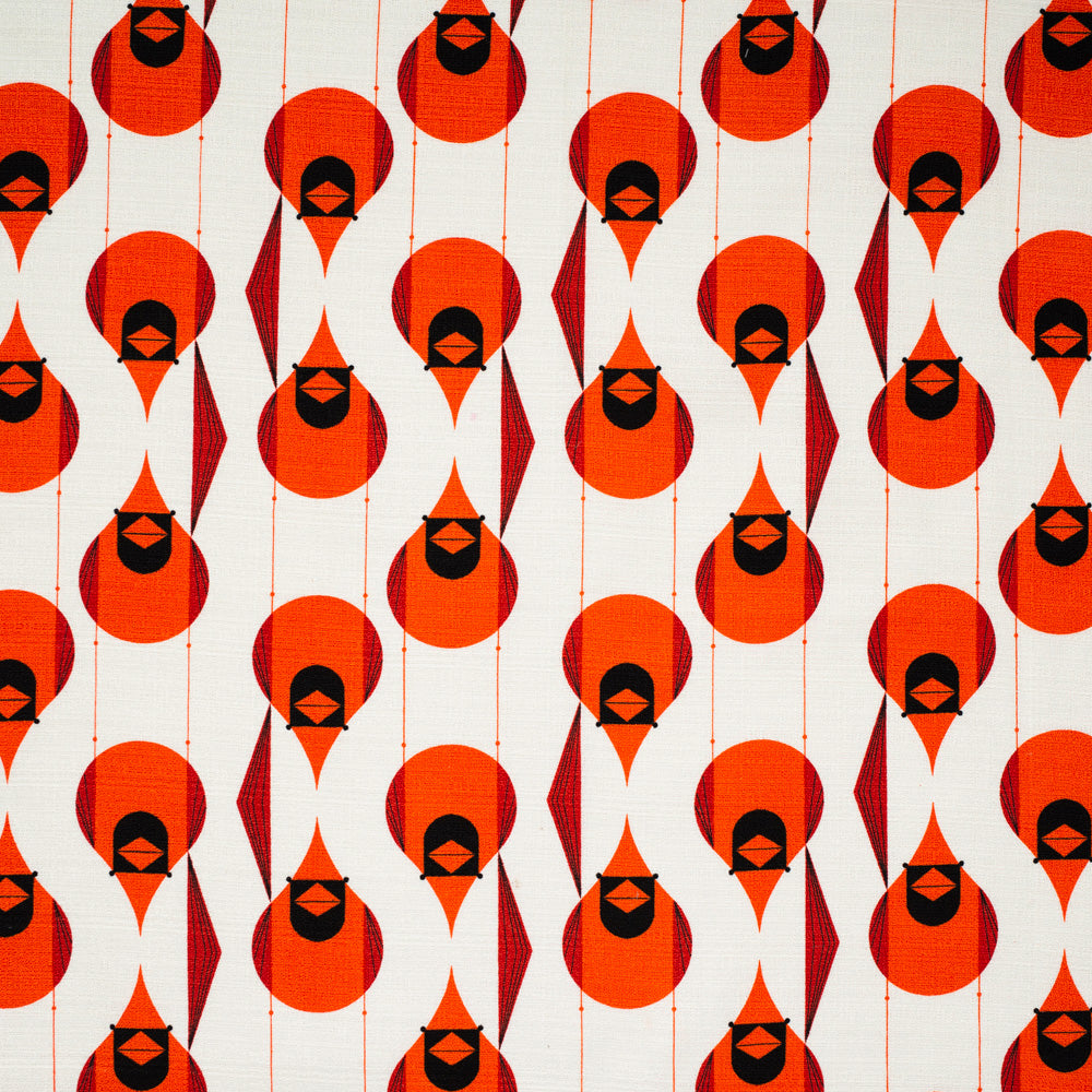 Wonderland by Charley Harper : Giant Cardinal Stagger : Birch : Barkcloth