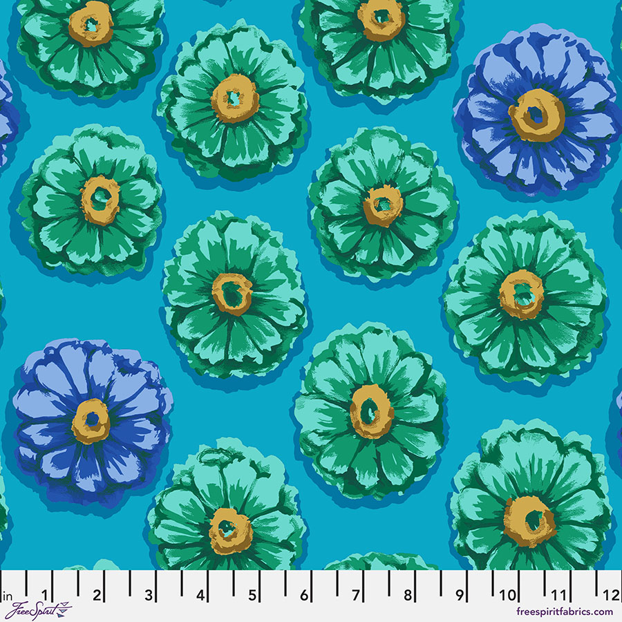 85 & Fabulous by Kaffe Fassett : Zinnia in Blue : Free Spirit