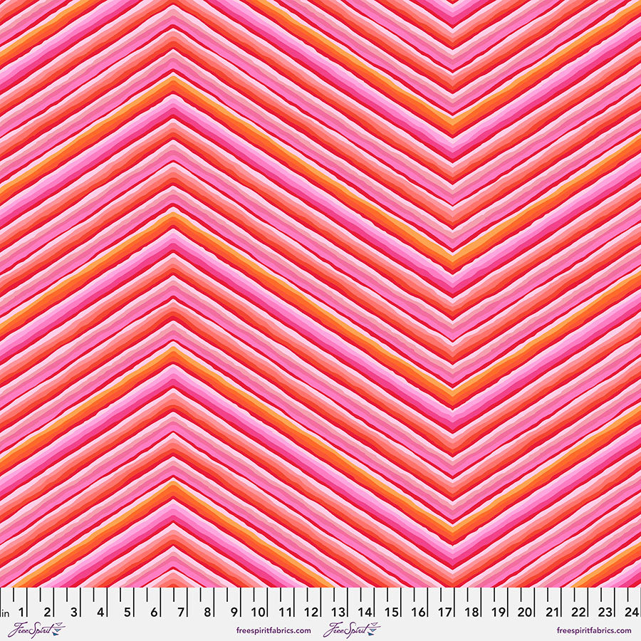 85 & Fabulous by Kaffe Fassett : Chevron Stripe in Pink : Free Spirit