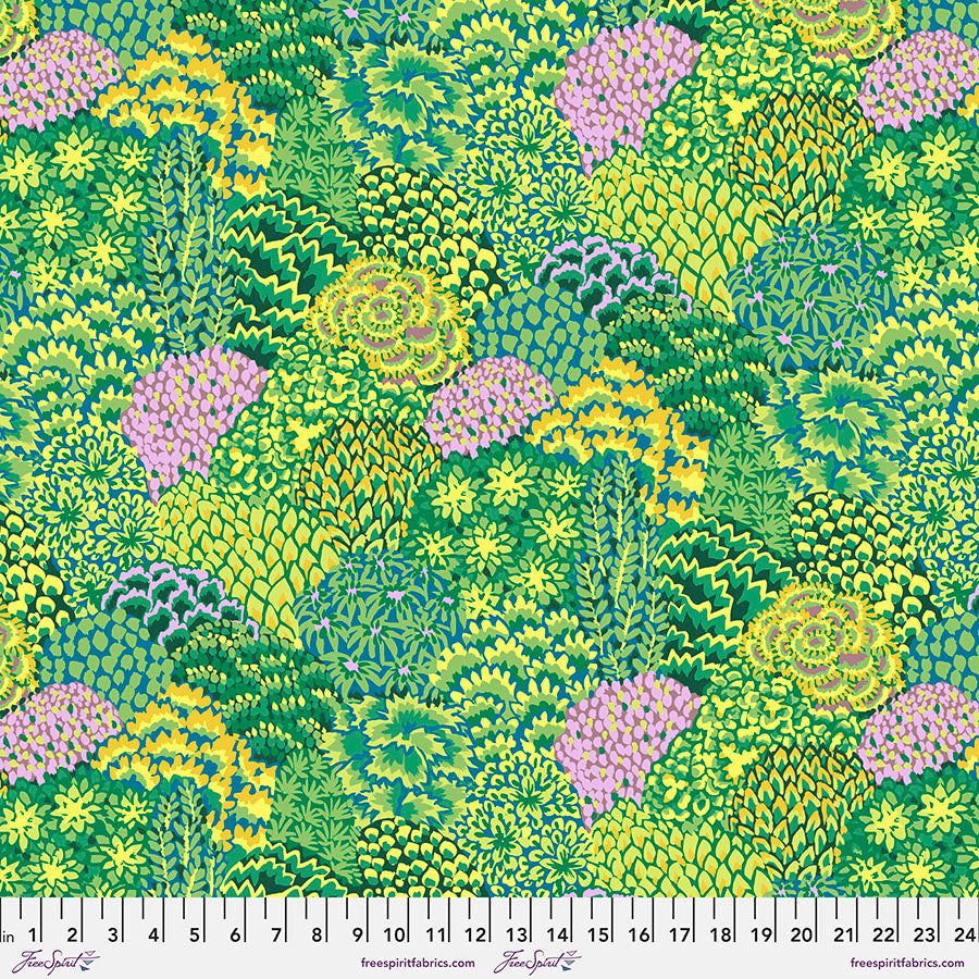 85 & Fabulous by Kaffe Fassett : Large Oriental Trees in Green : Free Spirit
