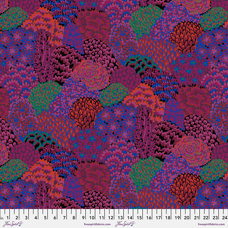 85 & Fabulous by Kaffe Fassett : Large Oriental Trees in Maroon : Free Spirit