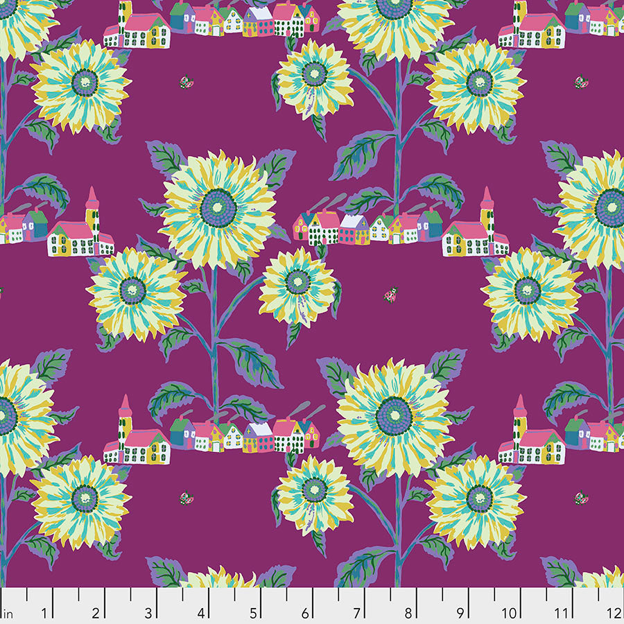 Souvenir by Nathalie Lete Conservatory Chapter 2 : Sunny Village in Aubergine : Free Spirit Fabrics