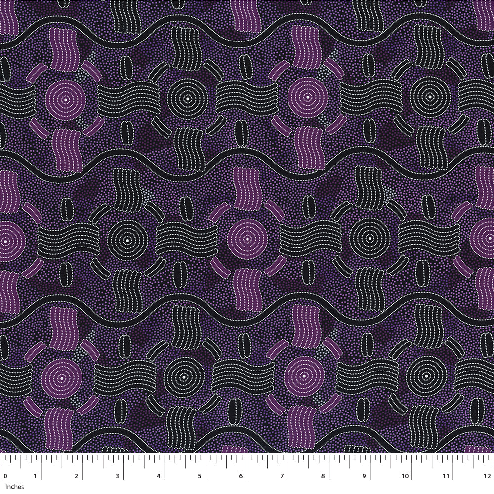 Rain Dreaming in Purple by Audrey Nungarrai : M & S Textiles