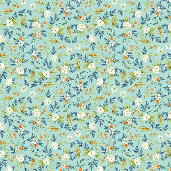 Bloom Wildly Citrus Floral in Light Turquoise Bloom Wildly Citrus Floral in Light Turquoise