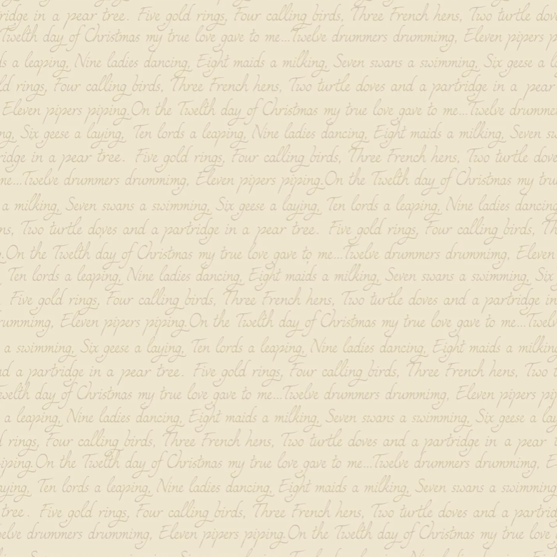 12 Days of Christmas : Script in Cream : Lewis & Irene