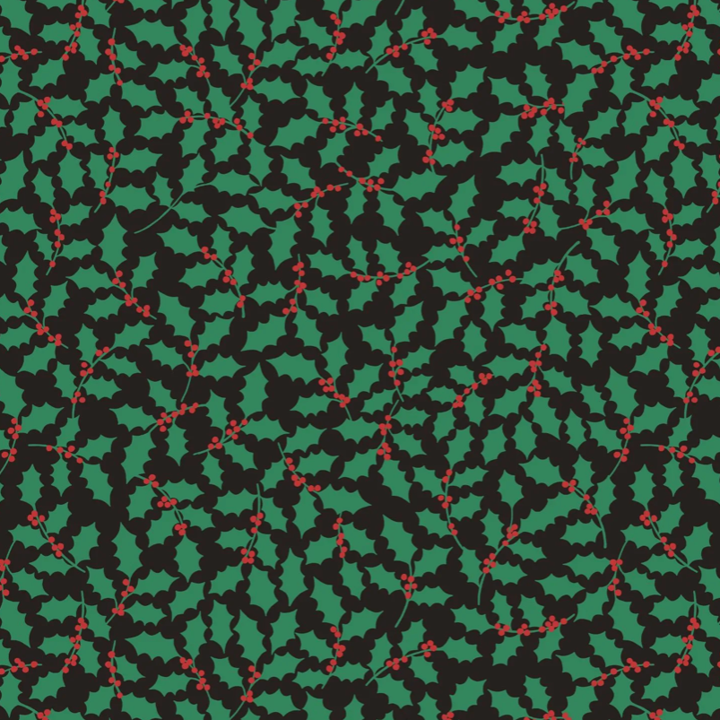 12 Days of Christmas : Holly on Black : Lewis & Irene