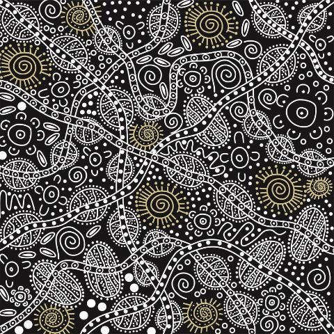 Bush Tucker in Black by June Smith : M & S Textiles