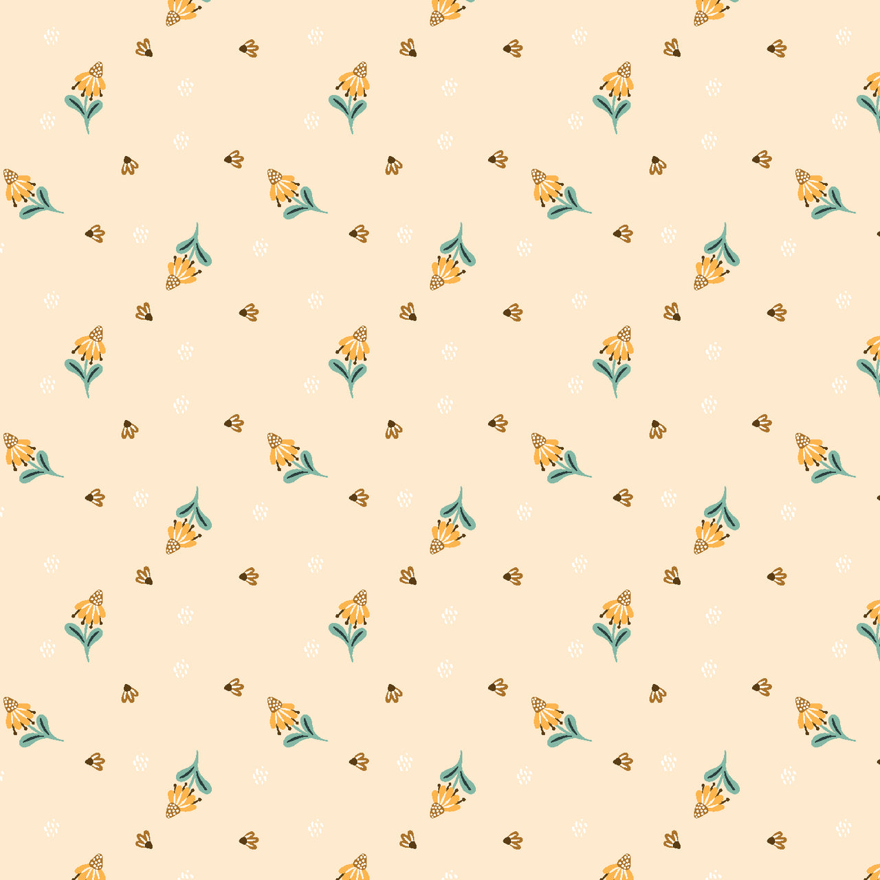 Clara Jane by On The Mark Designs : Jane Floral in Cream : Cotton and Steel