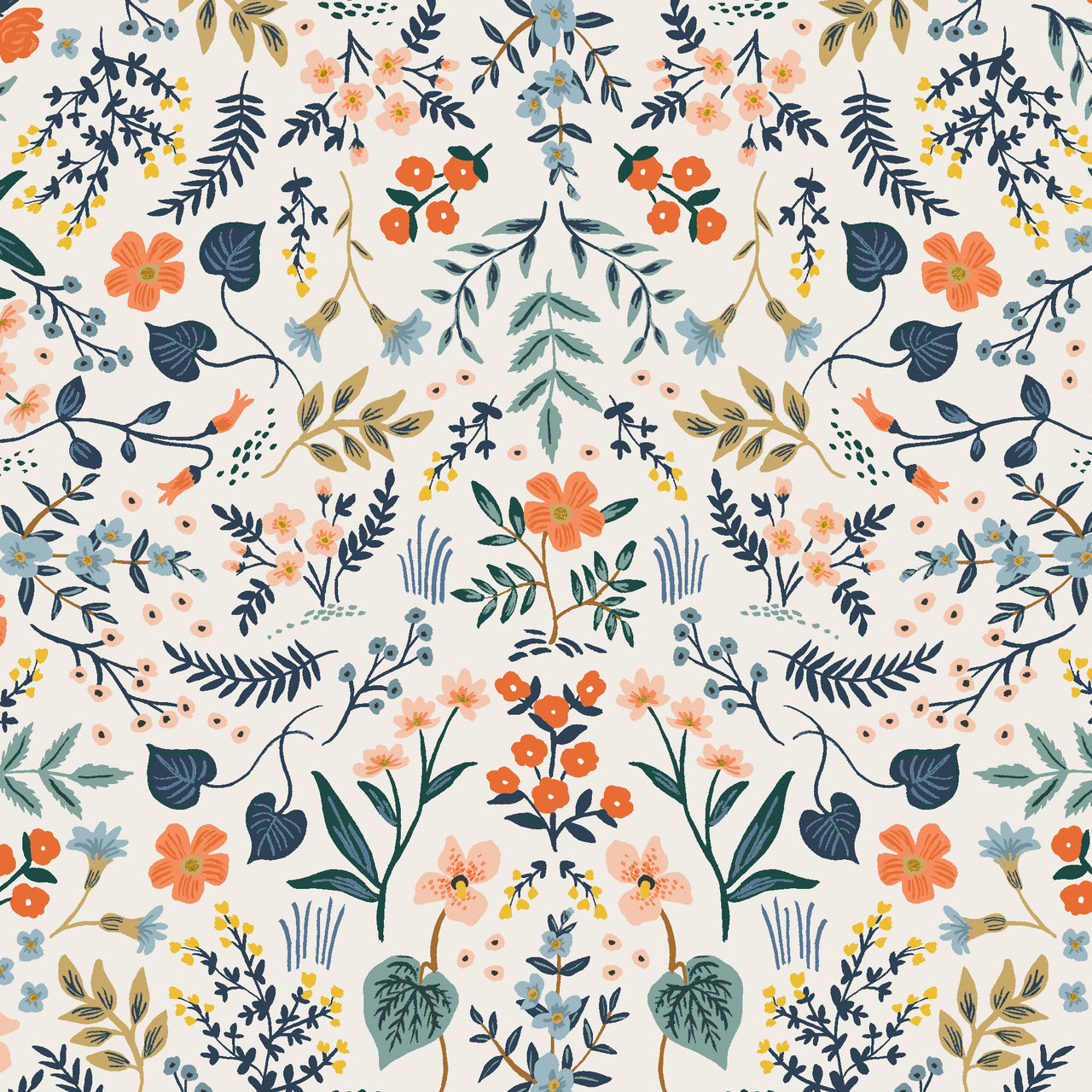 Wildwood by Rifle Paper Co : Wildwood in White Metallic : Cotton and Steel