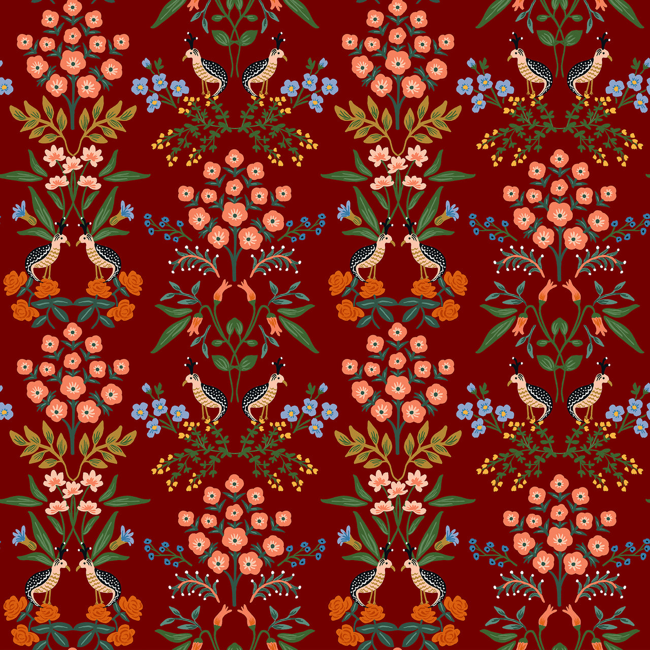 Meadow by Rifle Paper Co : Luxembourg in Burgundy : Cotton and Steel