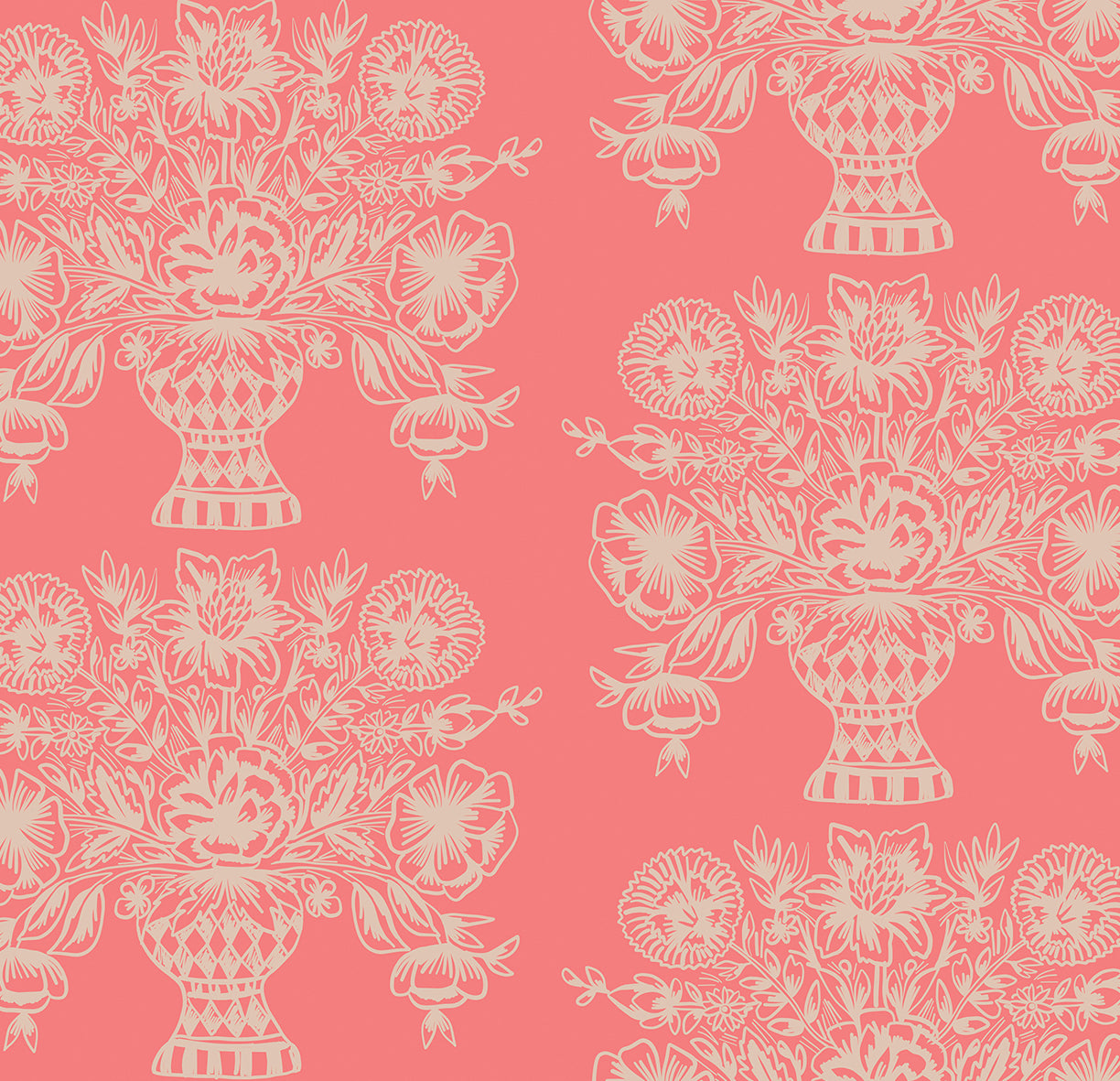 Meadow by Rifle Paper Co : Vase Block in Coral : Cotton and Steel