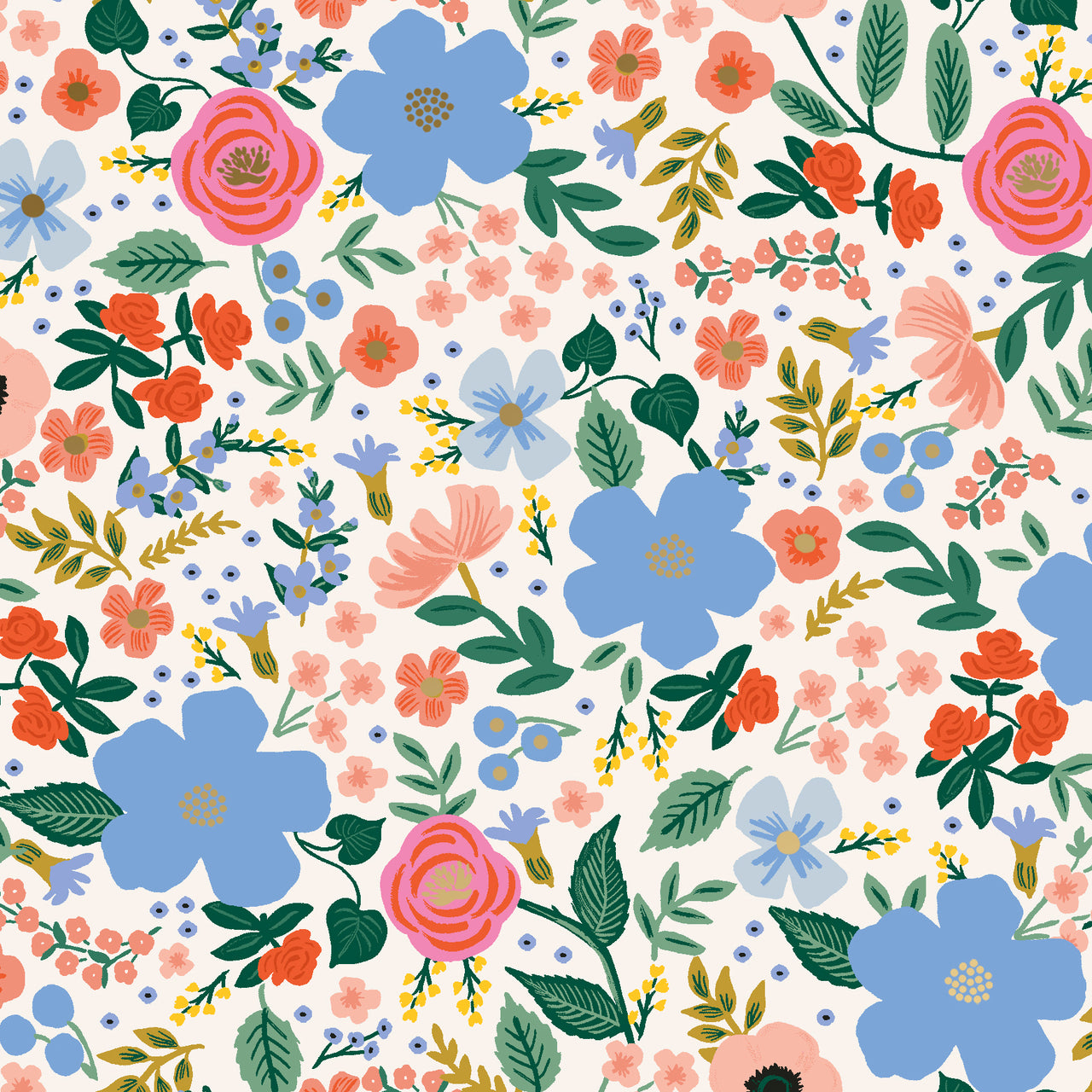 Primavera by Rifle Paper Co : Wild Rose in Cream Metallic : Cotton and Steel