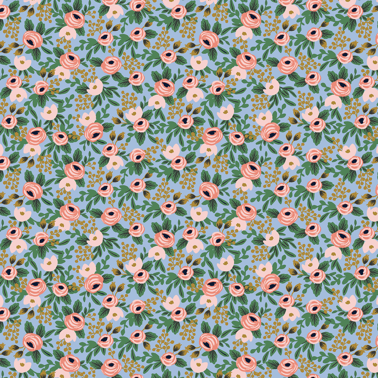 Garden Party by Rifle Paper Co : Rosa in Chambray Metallic : Cotton and Steel