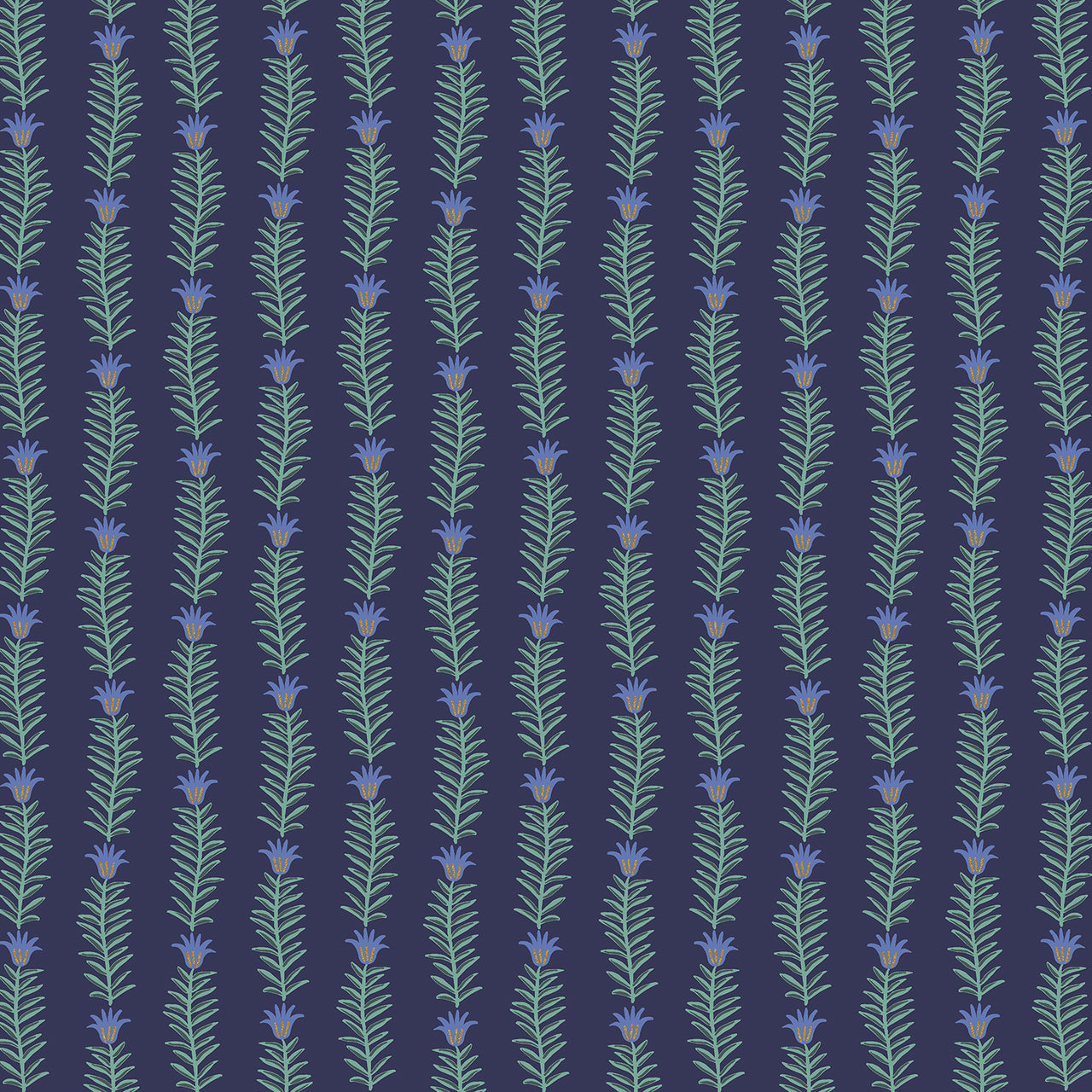 Camont by Rifle Paper Co : Rousseau Vine in Navy Metallic : Cotton and Steel