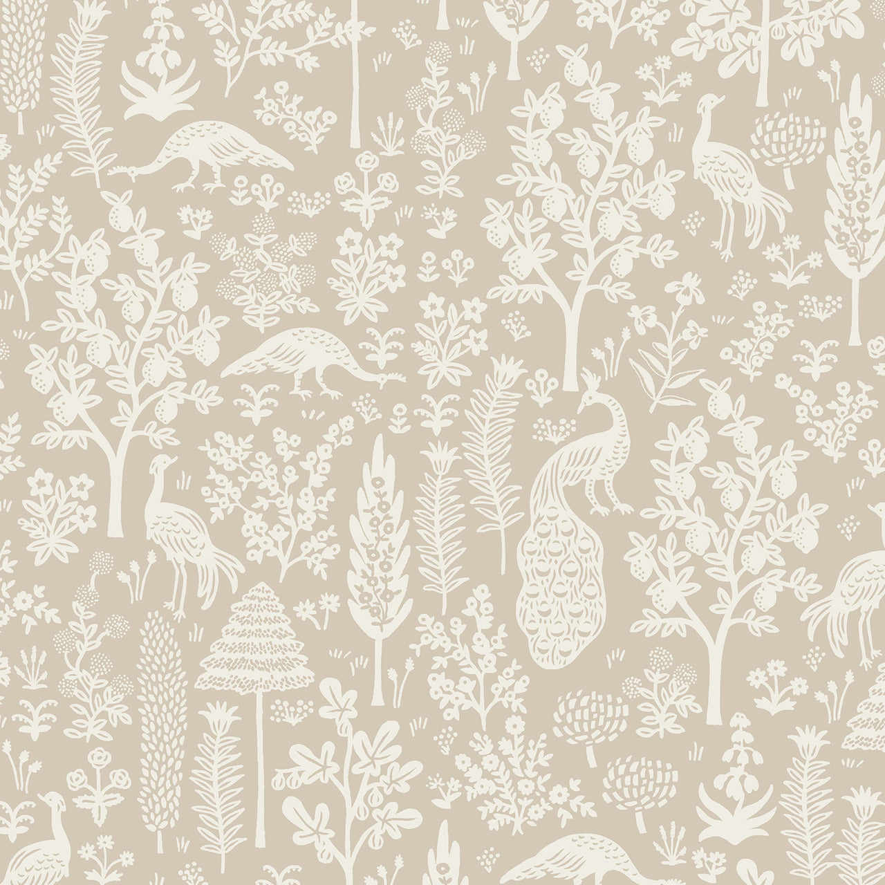 Camont by Rifle Paper Co : Menagerie Silhouette in Khaki : Cotton and Steel