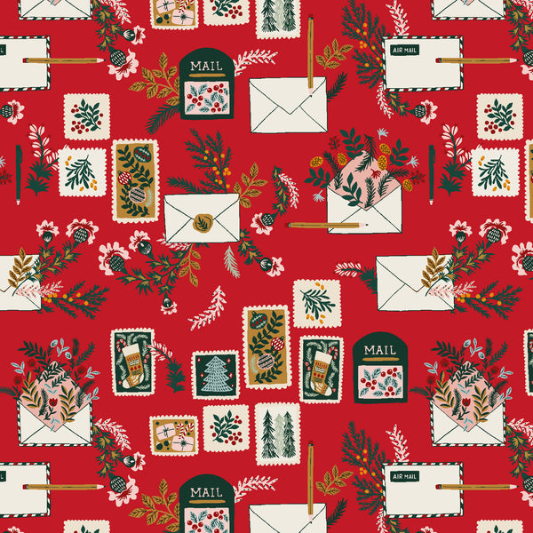Merry Memories by Yuan Xu : Letters to Santa in Santa Red : RJR Fabrics