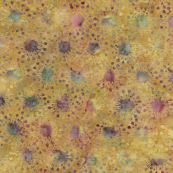 Rollin' Round : Circle Dots in Yellow Parchment : Island Batiks