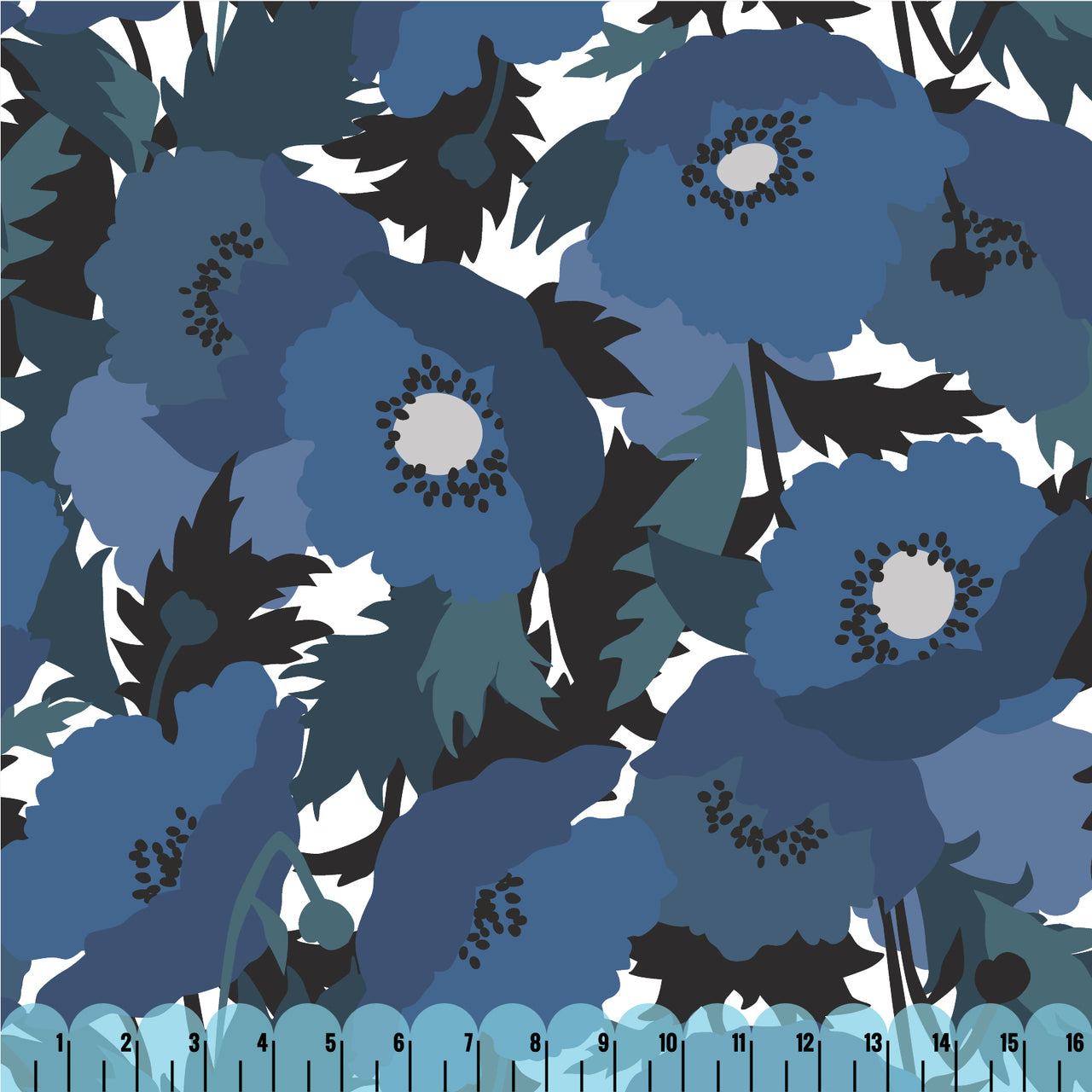 Coexisting by Ophelia Pang : Blue Flowers : Cloud 9 : Rayon