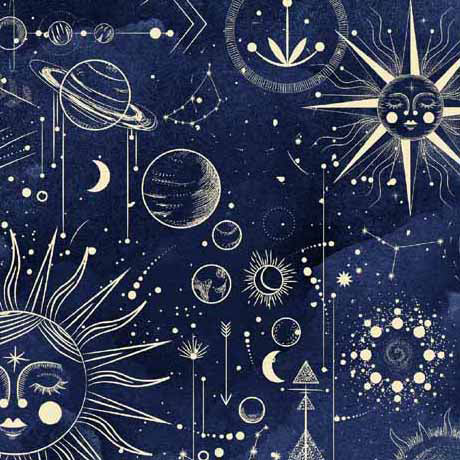 Celestial by Kate Ward Thacker : Packed Celestial in Navy : QT Fabrics