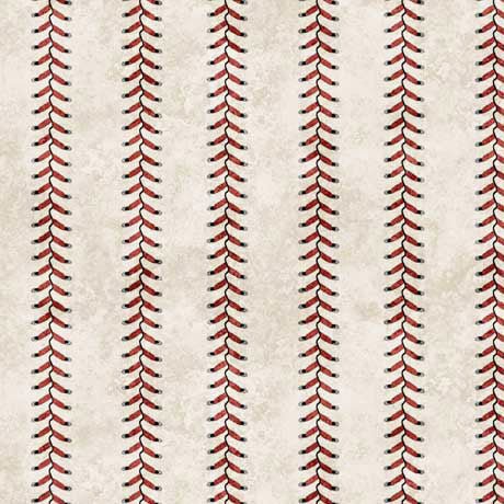 Bases Loaded by Morris Creative Group : Baseball Stripe in Beige : QT Fabrics